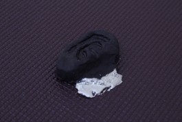 latex, ear with lead on yogamat Artist  Eva Funk