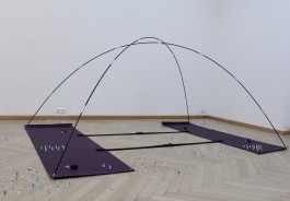 yogamats, tentpoles, earplugs, dystopian landscape Artist  Eva Funk