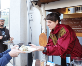 Kiosk des Arts is mobile Kiosk made of reclaimed furniture, offering social gatherings. Artist Eva Funk